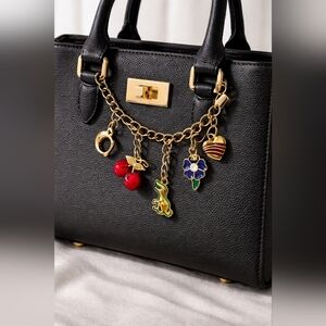 Vintage Style Gold Charm Purse Chain Cherry Dino Heart Bag Accessory Chain